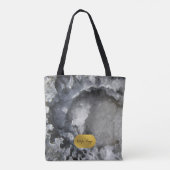 Black Gold Foil Zee Crystals Signature Script Tote Bag (Achterkant)