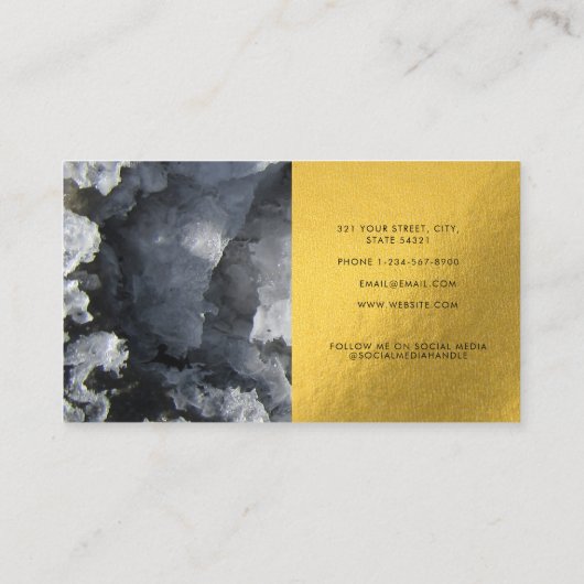 Black Gold Foil Zee Crystals Signature Script Visitekaartje (Achterkant)