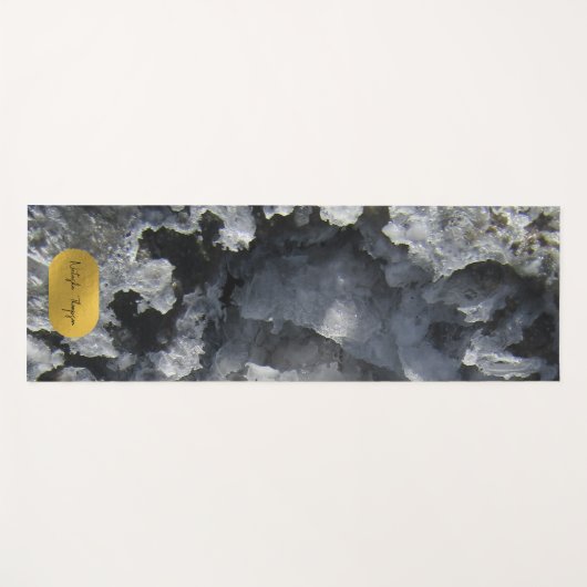 Black Gold Foil Zee Crystals Signature Script Yogamat (Voorkant (horizontaal))