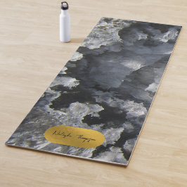 Black Gold Foil Zee Crystals Signature Script Yogamat