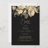 Black & Gold Foliage Bridal Shower-uitnodiging Kaart (Voorkant)