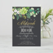 BLACK GOLD FOLIAGE GROVE STAR BAR BAT MITZVAH KAART (Staand voorkant)
