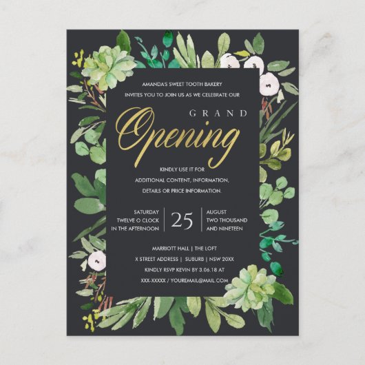 BLACK GOLD FOLIAGE LIJST GRAND OPENING CEREMONY BRIEFKAART (Voorkant)