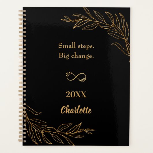 Black gold foliage motivational quote 2026 planner (Voorkant)