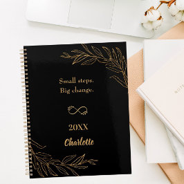 Black gold foliage motivational quote 2026 planner