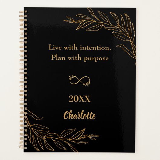 Black gold foliage quote 2026 planner (Voorkant)