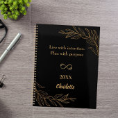 Black gold foliage quote 2026 planner