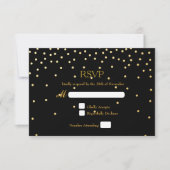 Black & Gold Folie Confetti Stippen bruiloft RSVP (Voorkant)
