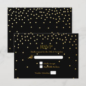 Black & Gold Folie Confetti Stippen bruiloft RSVP  (Voorkant / Achterkant)