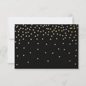 Black & Gold Folie Confetti Stippen bruiloft RSVP  Kaartje (Achterkant)