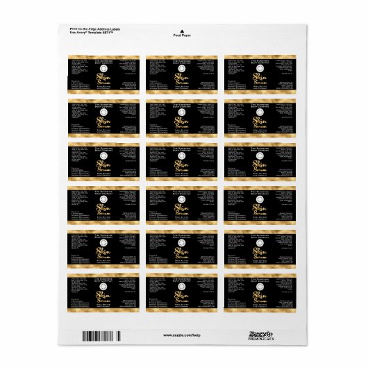 Black & Gold Folie Skin Serum Bottle Label logo (Full Sheet)