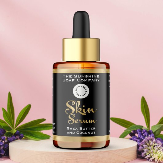 Black & Gold Folie Skin Serum Bottle Label logo
