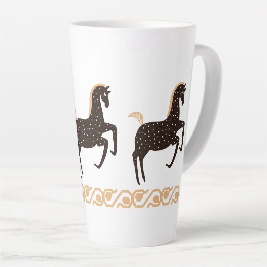 Black Gold Folk Art Spotted Horse Latte Mok (Rechterhoek)