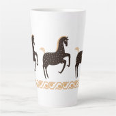 Black Gold Folk Art Spotted Horse Latte Mok (Voorkant)