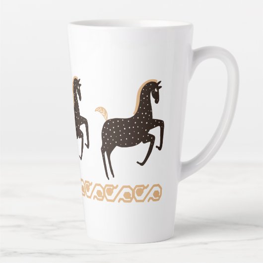 Black Gold Folk Art Spotted Horse Latte Mok (Rechts)