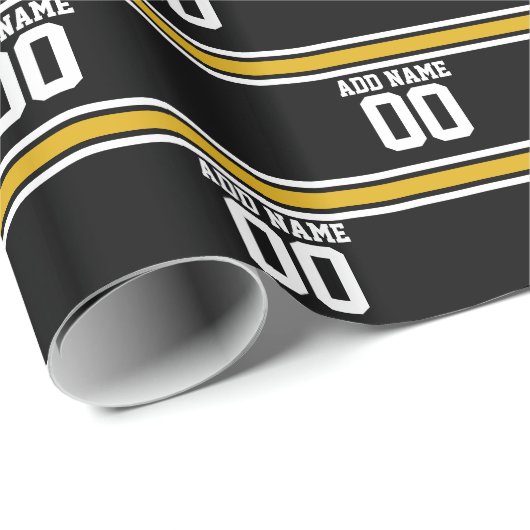 Black Gold Football Jersey Cadeaupapier (Rol Hoek)