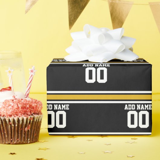 Black Gold Football Jersey Cadeaupapier (Verjaardagsfeest)