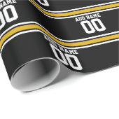 Black Gold Football Jersey Cadeaupapier (Rol Hoek)