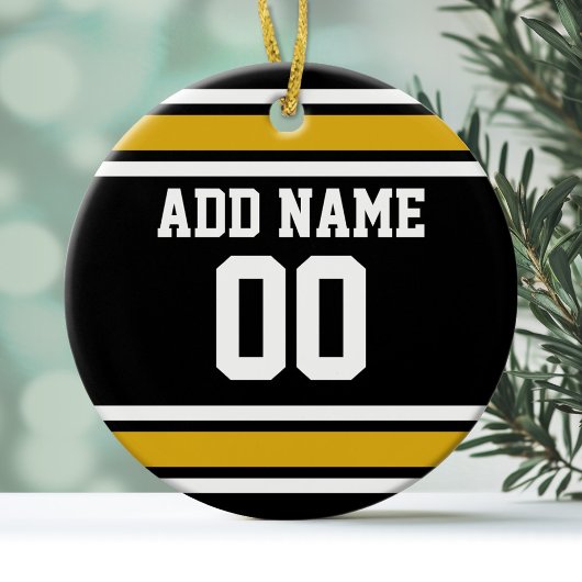 Black Gold Football Jersey Keramisch Ornament