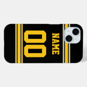 Black Gold Football Jersey met naamnummer Case-Mate iPhone Case (Achterkant (horizontaal))