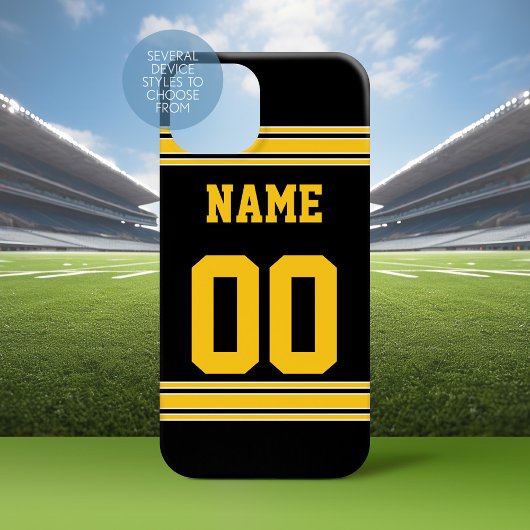 Black Gold Football Jersey met naamnummer Case-Mate iPhone Case