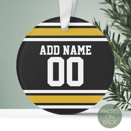 Black Gold Football Jersey Ornament