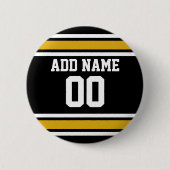 Black Gold Football Jersey Ronde Button 5,7 Cm (Voorkant)