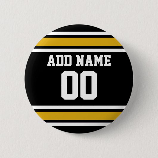 Black Gold Football Jersey Ronde Button 5,7 Cm (Voorkant)