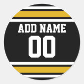 Black Gold Football Jersey Ronde Sticker (Voorkant)