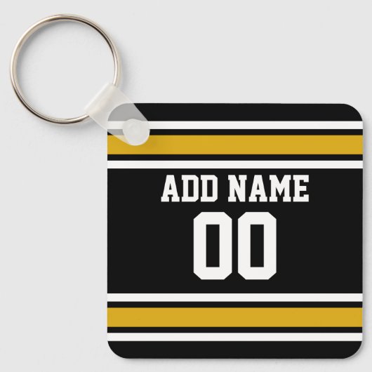 Black Gold Football Jersey Sleutelhanger (Voorkant)