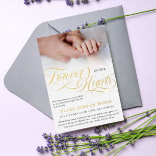 Black Gold Forever in ons hart Baby Memorial Folie Uitnodiging