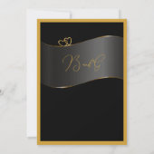 black gold frame monogram typography wedding kaart (Achterkant)