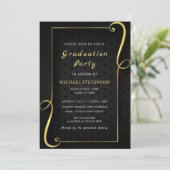 Black Gold Framed Afstuderen Invitation Sjabloon (Staand voorkant)