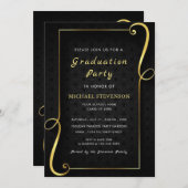 Black Gold Framed Afstuderen Invitation Sjabloon (Voorkant / Achterkant)