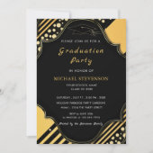 Black Gold Framed Afstuderen Invitation Sjabloon (Voorkant)