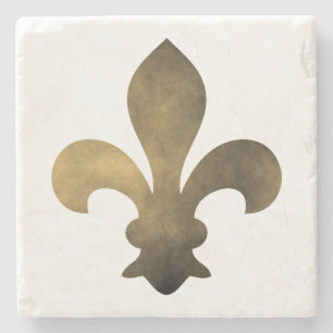 Black Gold French Fleur de Lis Stone Onderzetter