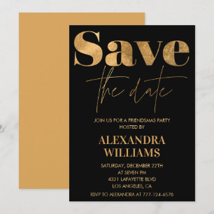 Black Gold Friendsmas uitnodigingen Save the date