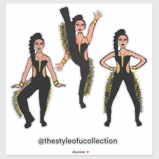 Black Gold Fringe Dancer #2 Sticker (Vel)