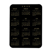 Black Gold Full Year 2026 Calendar Fridge Kitchen Magneet (Verticaal)
