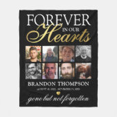 Black Gold Funeral Photo Memorial Fleece Deken (Voorkant)