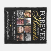 Black Gold Funeral Photo Memorial Fleece Deken (Voorkant (Horizontaal))