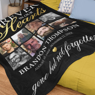 Black Gold Funeral Photo Memorial Fleece Deken