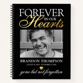 Black Gold Funeral Photo Memorial Guest Book Notitieboek