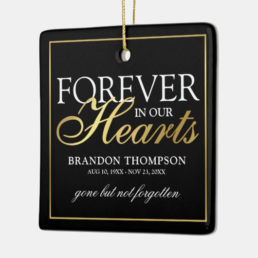 Black Gold Funeral Photo Memorial Kerstmis Keramisch Ornament (Links)