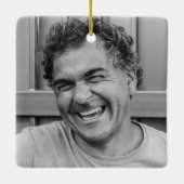 Black Gold Funeral Photo Memorial Kerstmis Keramisch Ornament (Achterkant)