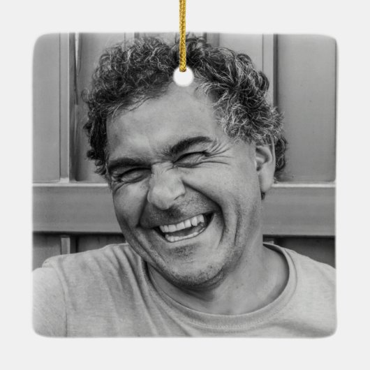 Black Gold Funeral Photo Memorial Kerstmis Keramisch Ornament (Achterkant)