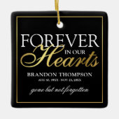 Black Gold Funeral Photo Memorial Kerstmis Keramisch Ornament (Voorkant)