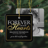 Black Gold Funeral Photo Memorial Kerstmis Keramisch Ornament