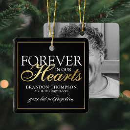 Black Gold Funeral Photo Memorial Kerstmis Keramisch Ornament