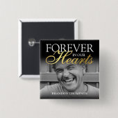 Black Gold Funeral Photo Memorial Vierkante Button 5,1 Cm (Voorkant /achterkant)